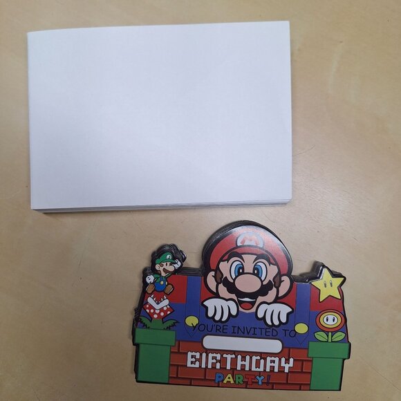 Gamer Birthday Party Invitations With Envelopes 24 Star Power Mario Luigi - Picture 2 of 4